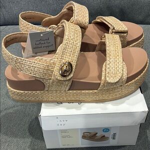 A New Day Tan Platform Sandals with Woven Straps NWT